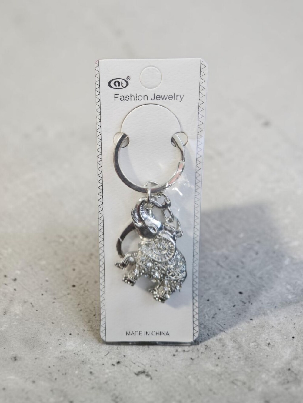 Silver-tone Rhinestone Lucky Elephant Keychain Bag Charm ~ NIP